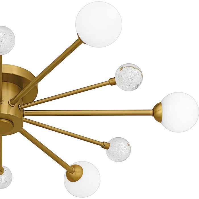 Quoizel Combe 6Lt Semi-Flush, Gold/Opal Etched, Crystal/Bubble