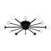 Quoizel Combe 6Lt Semi-Flush, Black/Opal Etched, Crystal/Bubble - QSF6781MBK