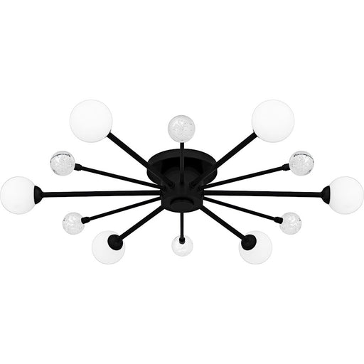 Quoizel Combe 6Lt Semi-Flush, Black/Opal Etched, Crystal/Bubble - QSF6781MBK