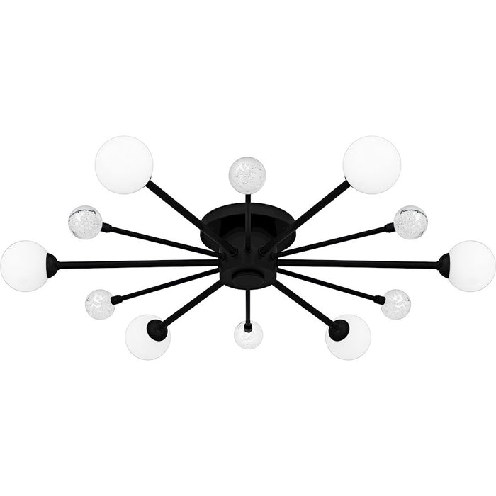 Quoizel Combe 6Lt Semi-Flush, Black/Opal Etched, Crystal/Bubble - QSF6781MBK