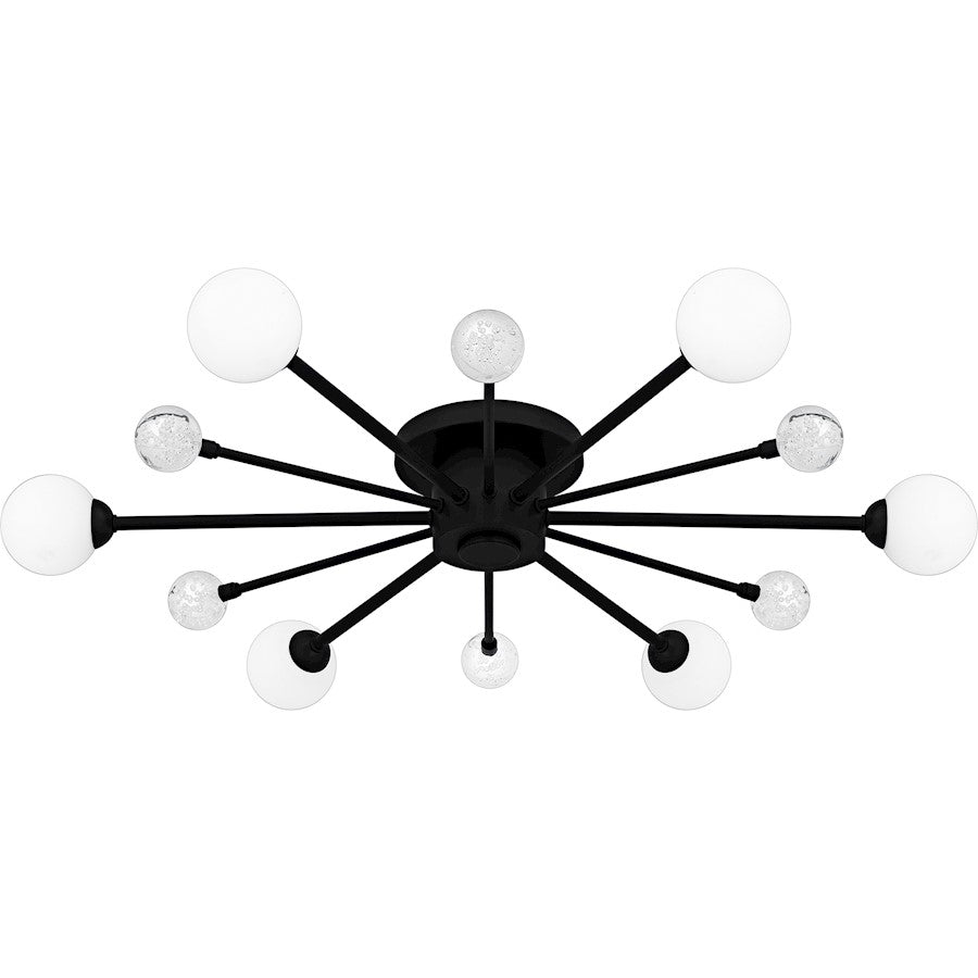 Quoizel Combe 6Lt Semi-Flush, Black/Opal Etched, Crystal/Bubble - QSF6781MBK