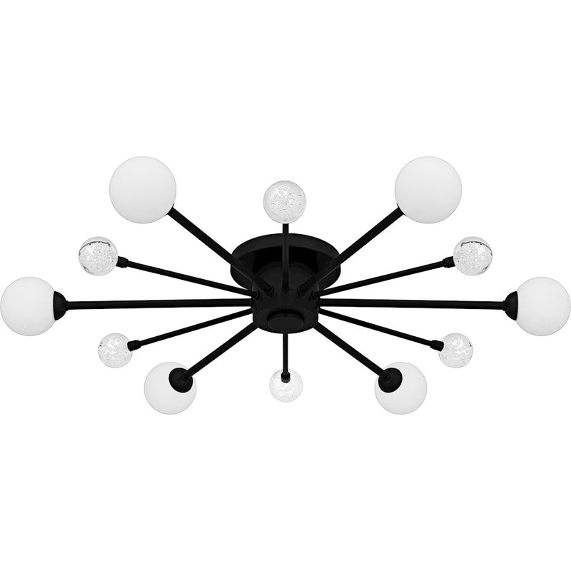 Quoizel Combe 6Lt Semi-Flush, Black/Opal Etched, Crystal/Bubble