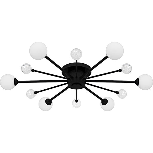 Quoizel Combe 6Lt Semi-Flush, Black/Opal Etched, Crystal/Bubble