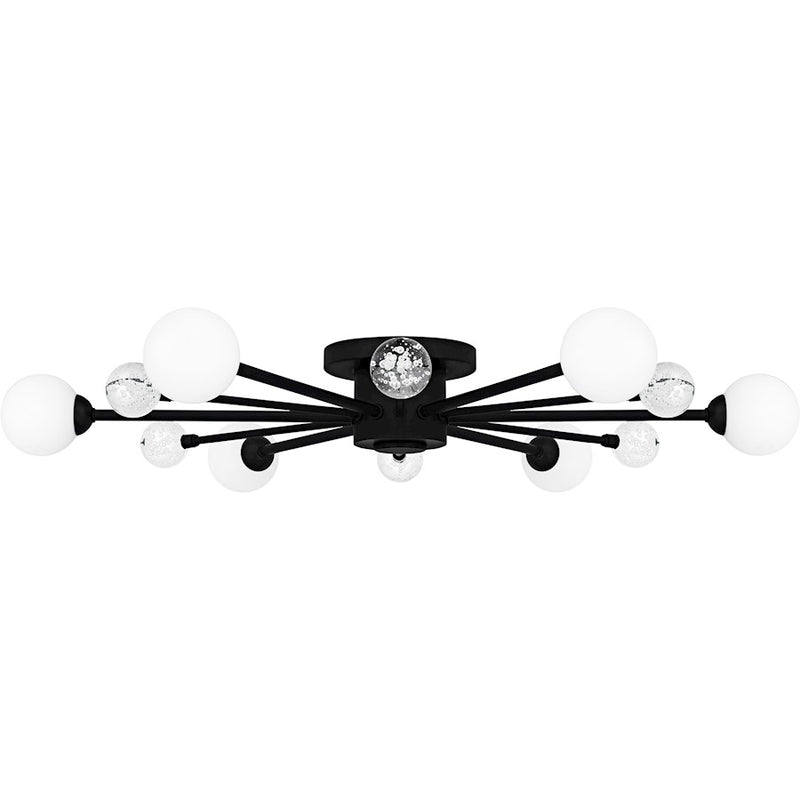 Quoizel Combe 6Lt Semi-Flush, Black/Opal Etched, Crystal/Bubble