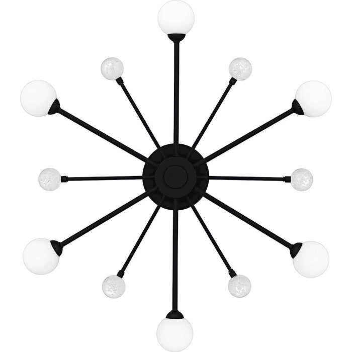 Quoizel Combe 6Lt Semi-Flush, Black/Opal Etched, Crystal/Bubble