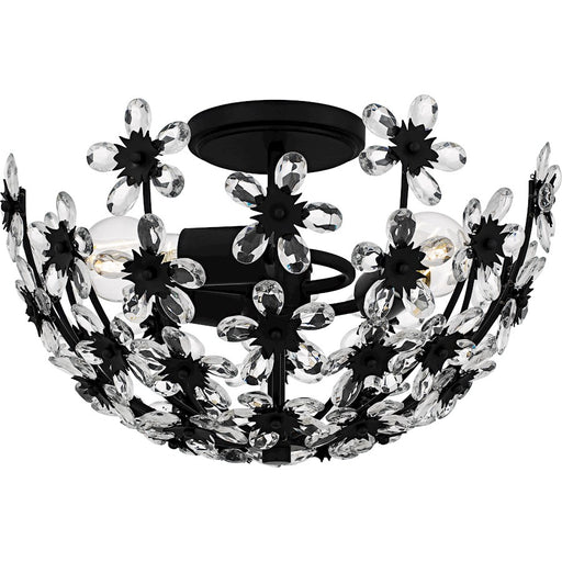 Quoizel Rosemary 3Lt Semi-Flush Mount, Black/Clear Crystal - QSF6783MBK