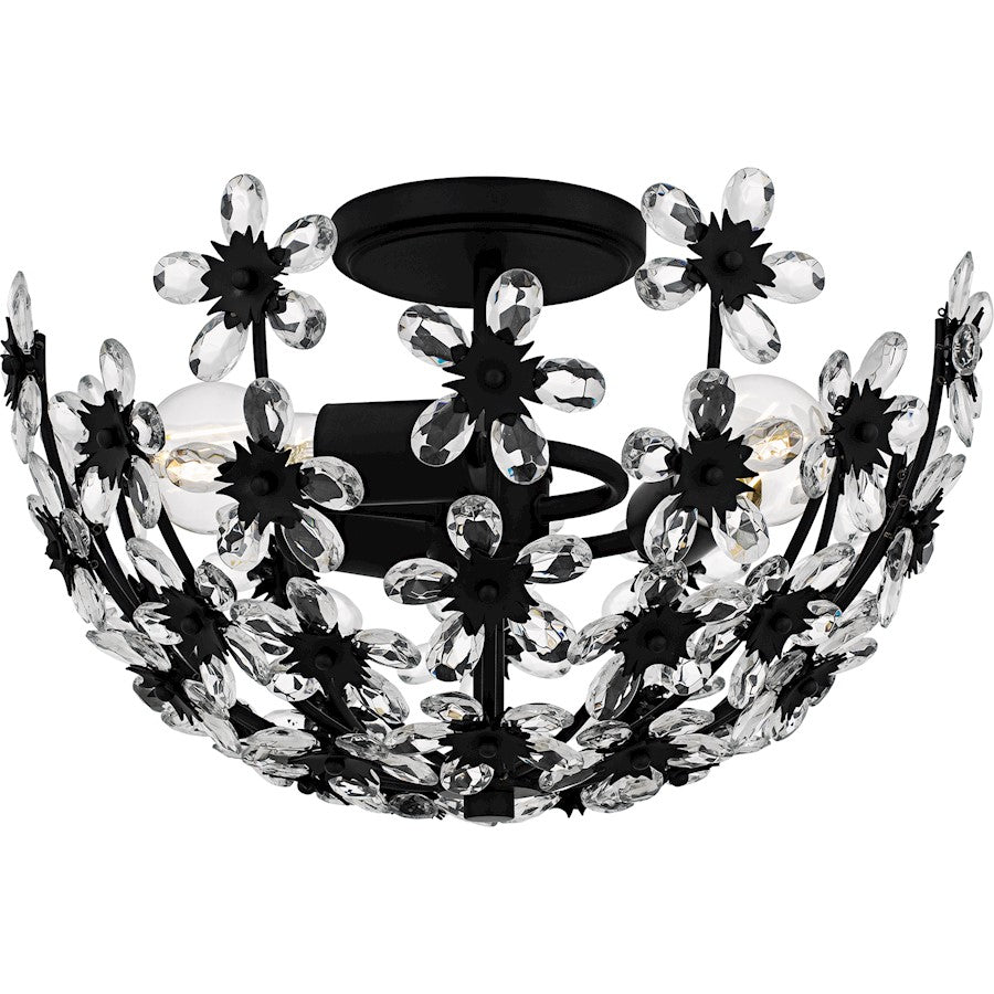 Quoizel Rosemary 3Lt Semi-Flush Mount, Black/Clear Crystal - QSF6783MBK