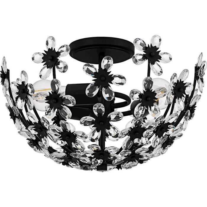 Quoizel Rosemary 3Lt Semi-Flush Mount, Black/Clear Crystal