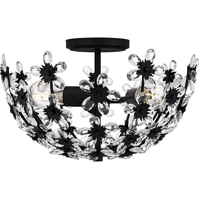Quoizel Rosemary 3Lt Semi-Flush Mount, Black/Clear Crystal