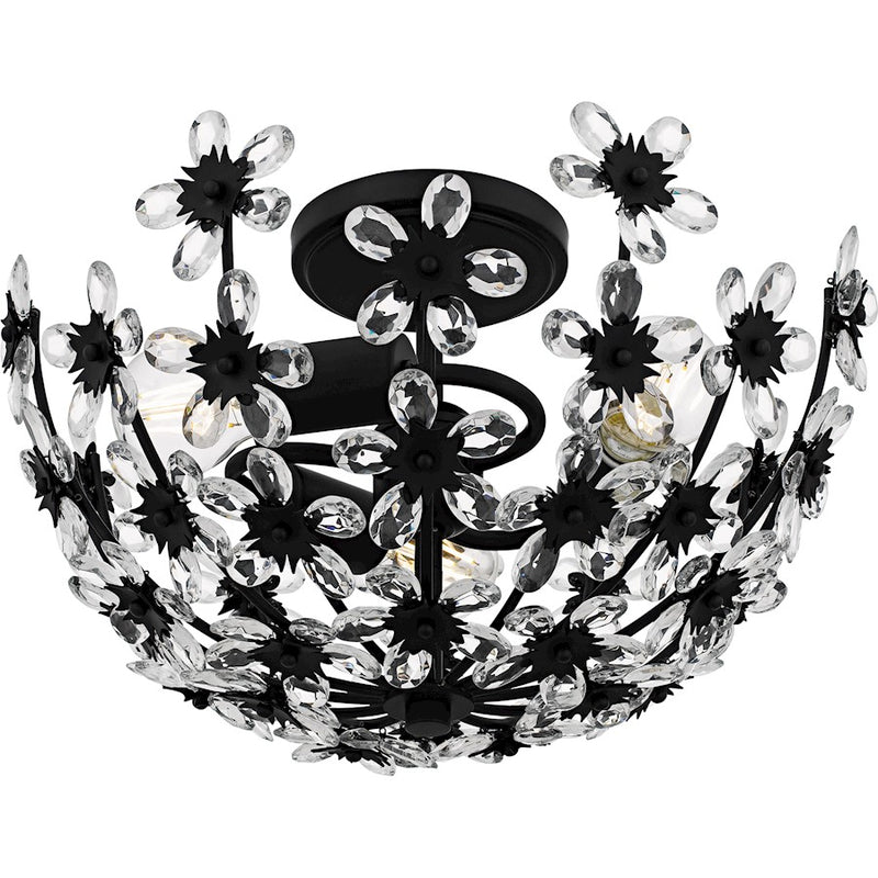 Quoizel Rosemary 3Lt Semi-Flush Mount, Black/Clear Crystal
