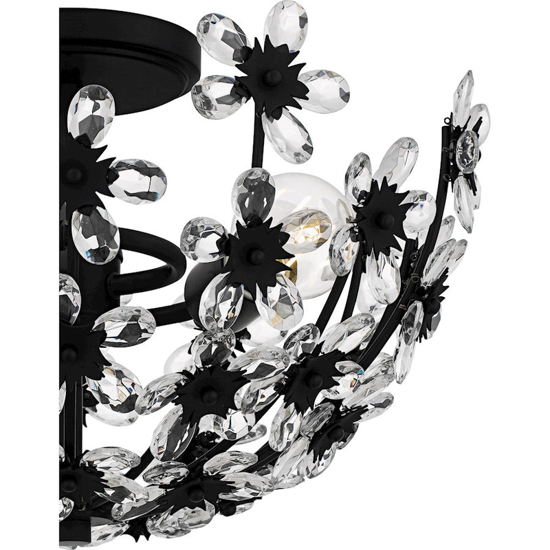 Quoizel Rosemary 3Lt Semi-Flush Mount, Black/Clear Crystal