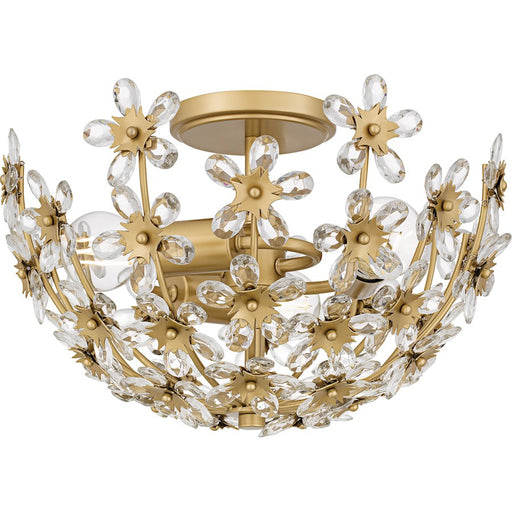 Quoizel Rosemary 3Lt Semi-Flush Mount, Soft Gold/Clear Crystal - QSF6783SGD