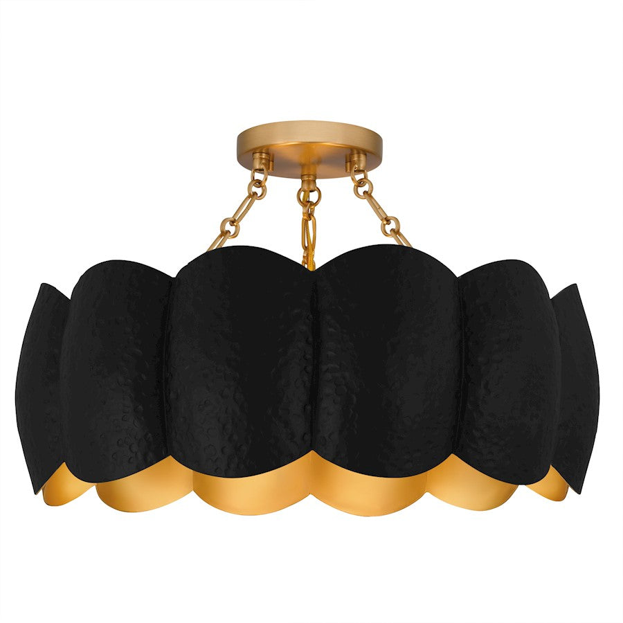 Quoizel Santana 4Light Semi-Flush Mount, Matte Black/Metal - QSF6794MBK
