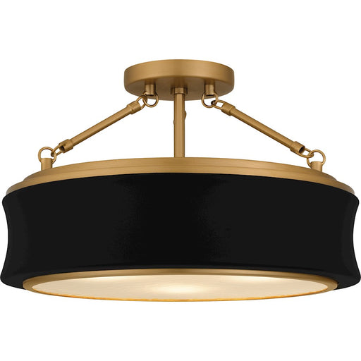 Quoizel Dylan 3Lt Semi-Flush Mount, Black/Clear Textured - QSF6801MBK