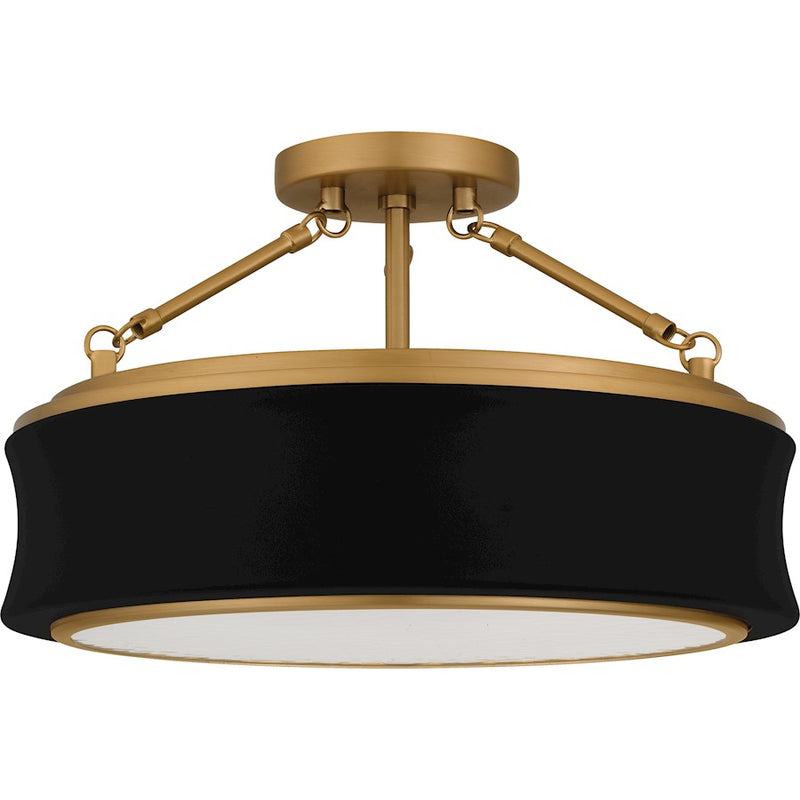 Quoizel Dylan 3Lt Semi-Flush Mount, Black/Clear Textured