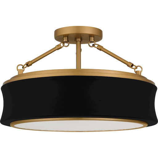 Quoizel Dylan 3Lt Semi-Flush Mount, Black/Clear Textured