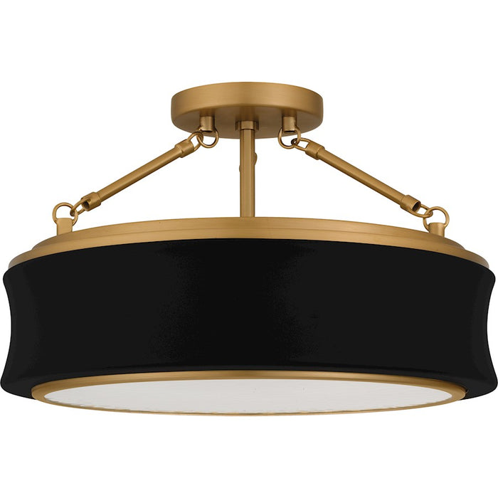 Quoizel Dylan 3Lt Semi-Flush Mount, Black/Clear Textured