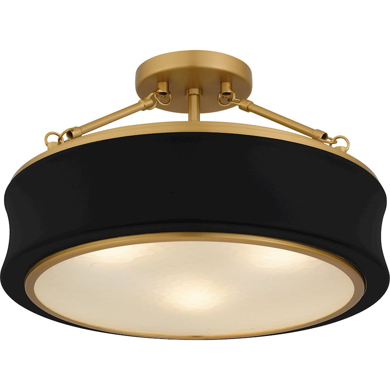 Quoizel Dylan 3Lt Semi-Flush Mount, Black/Clear Textured