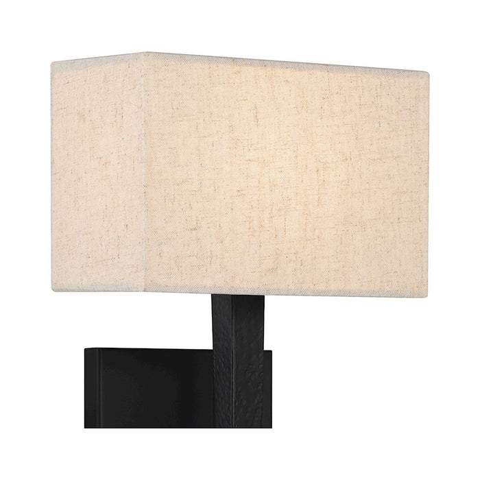 Quoizel Rochell 1 Light Wall Sconce, Matte Black/Off White Fabric