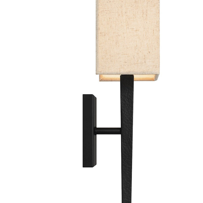 Quoizel Rochell 1 Light Wall Sconce, Matte Black/Off White Fabric