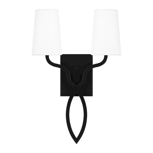 Quoizel O'Hare 2 Light Wall Sconce, Matte Black/White Linen