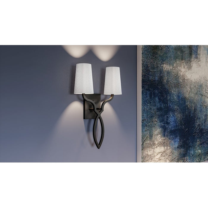 Quoizel O'Hare 2 Light Wall Sconce, Matte Black/White Linen
