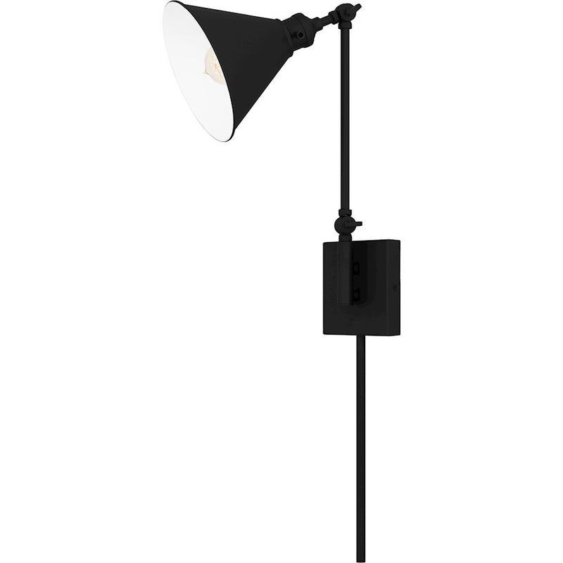 Quoizel Wood 1 Light Wall Sconce, Matte Black/Metal