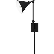 Quoizel Wood 1 Light Wall Sconce, Matte Black/Metal