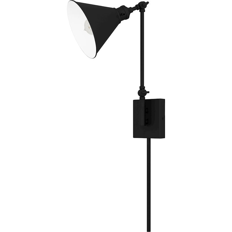 Quoizel Wood 1 Light Wall Sconce, Matte Black/Metal