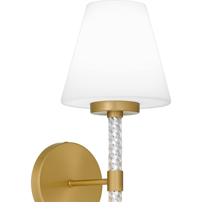 Quoizel Andrea 1 Light Wall Sconce, Brushed Gold/Opal Etched Glass