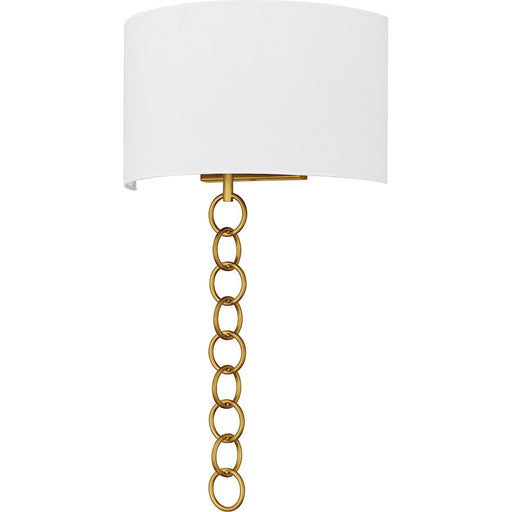Quoizel Baynes 2Light Wall Sconce, Brushed Gold/White Fabric