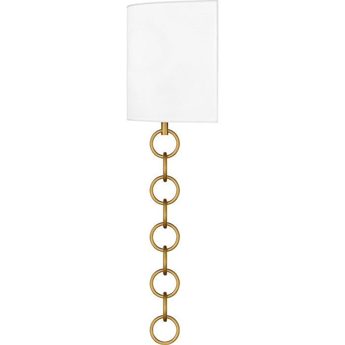 Quoizel Baynes 2Light Wall Sconce, Brushed Gold/White Fabric