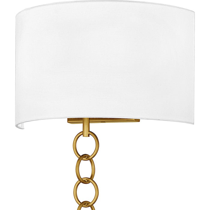 Quoizel Baynes 2Light Wall Sconce, Brushed Gold/White Fabric