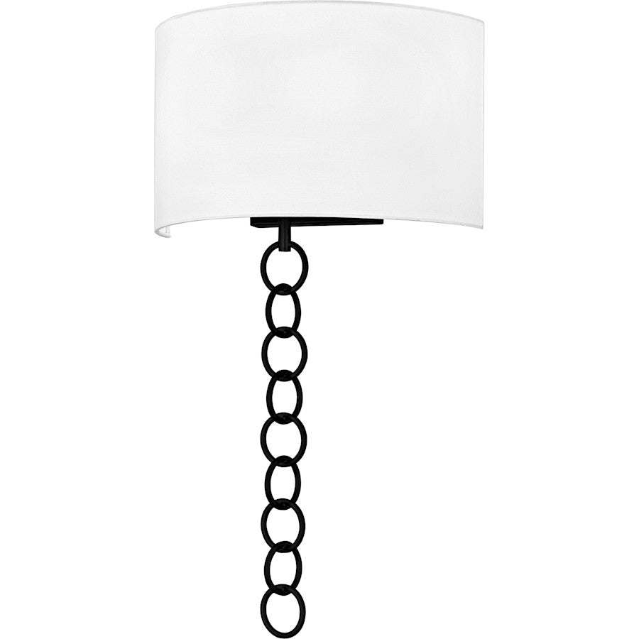 Quoizel Baynes 2Light Wall Sconce, Matte Black/White Fabric - QW6798MBK