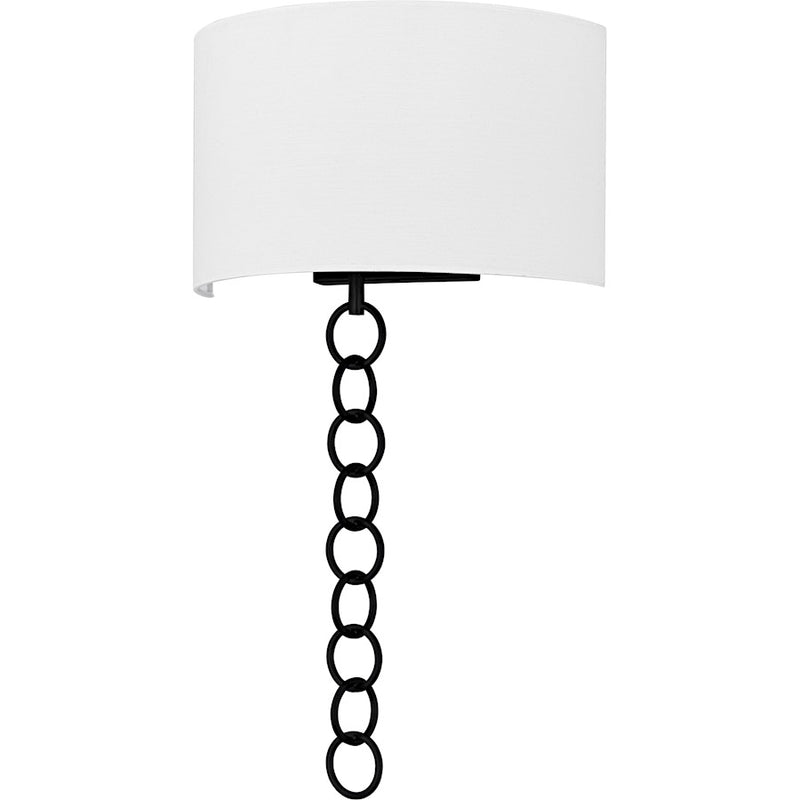 Quoizel Baynes 2Light Wall Sconce, Matte Black/White Fabric
