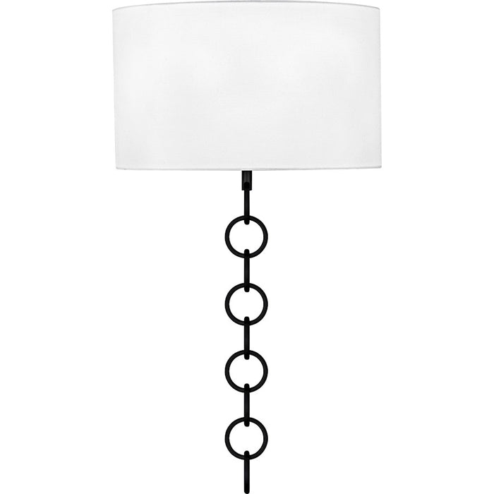 Quoizel Baynes 2Light Wall Sconce, Matte Black/White Fabric