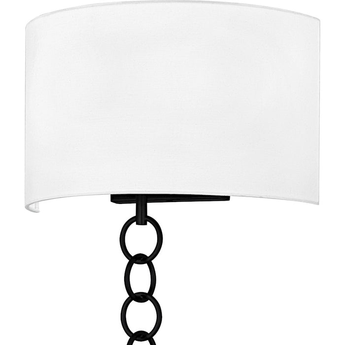 Quoizel Baynes 2Light Wall Sconce, Matte Black/White Fabric