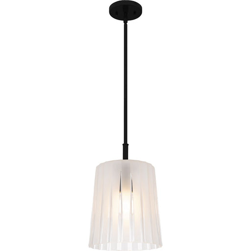 Quoizel Gray 1Lt Mini Pendant, Black/Clear Ribbed Sandblasted - RAY1510MBK
