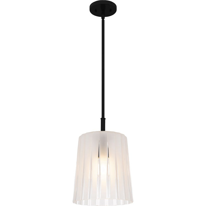 Quoizel Gray 1Lt Mini Pendant, Black/Clear Ribbed Sandblasted - RAY1510MBK