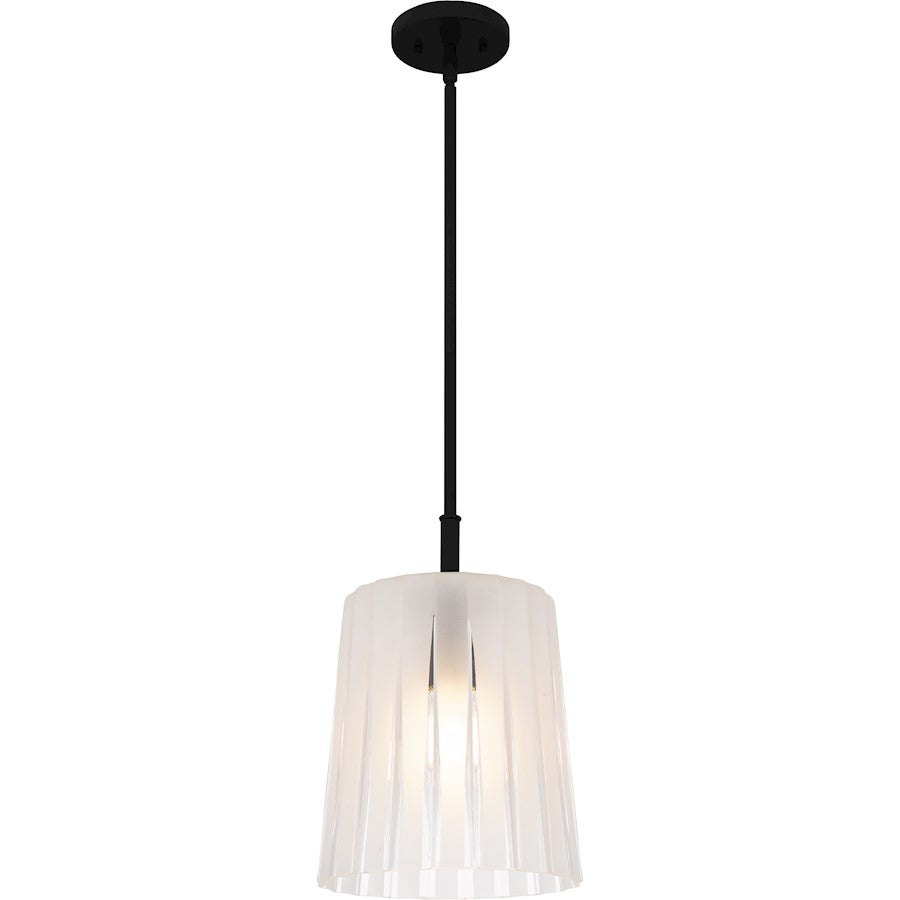 Quoizel Gray 1Lt Mini Pendant, Black/Clear Ribbed Sandblasted - RAY1510MBK