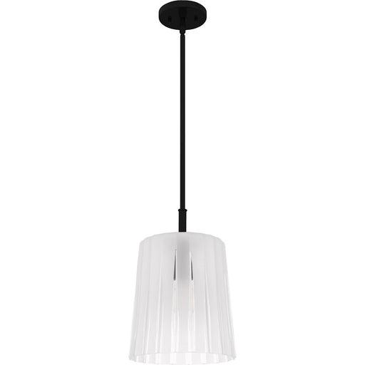 Quoizel Gray 1Lt Mini Pendant, Black/Clear Ribbed Sandblasted