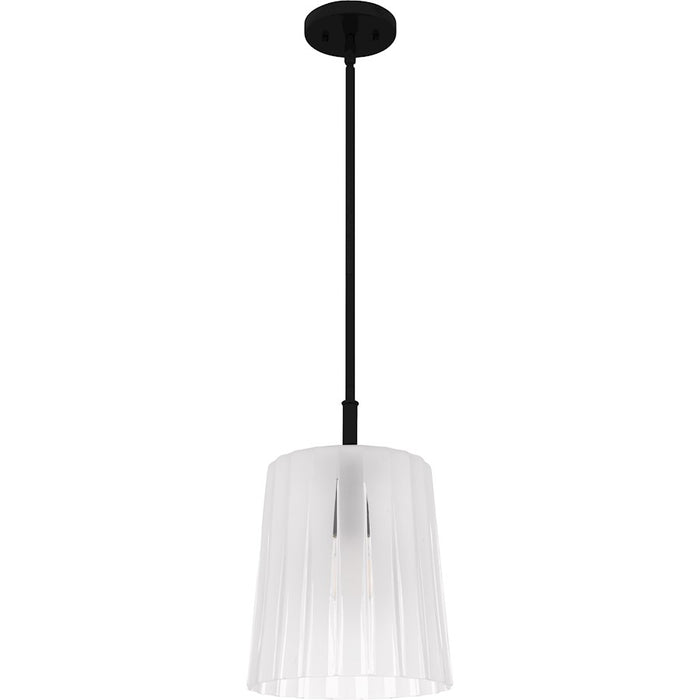 Quoizel Gray 1Lt Mini Pendant, Black/Clear Ribbed Sandblasted