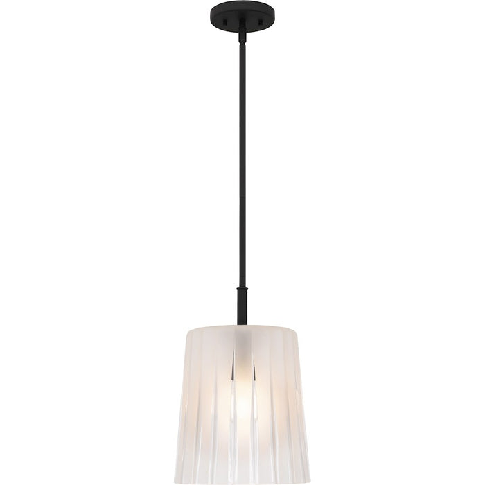 Quoizel Gray 1Lt Mini Pendant, Black/Clear Ribbed Sandblasted