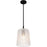 Quoizel Gray 1Lt Mini Pendant, Black/Clear Ribbed Sandblasted