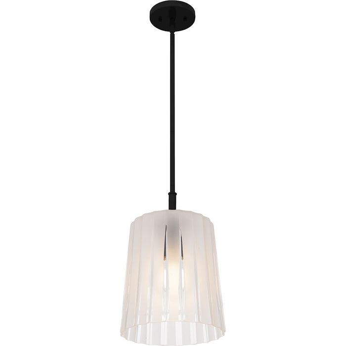 Quoizel Gray 1Lt Mini Pendant, Black/Clear Ribbed Sandblasted