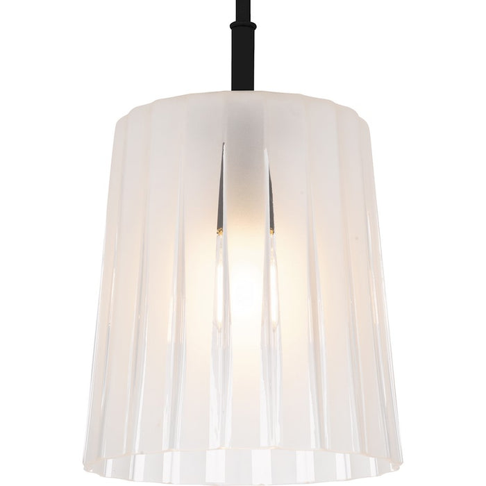 Quoizel Gray 1Lt Mini Pendant, Black/Clear Ribbed Sandblasted