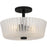 Quoizel Gray 3Lt Semi-Flush Mount, Black/Clear Ribbed Sandblasted - RAY1716MBK