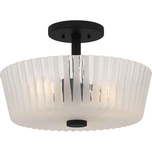 Quoizel Gray 3Lt Semi-Flush Mount, Black/Clear Ribbed Sandblasted - RAY1716MBK