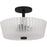 Quoizel Gray 3Lt Semi-Flush Mount, Black/Clear Ribbed Sandblasted