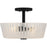 Quoizel Gray 3Lt Semi-Flush Mount, Black/Clear Ribbed Sandblasted